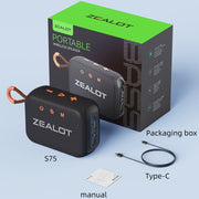 Zealot S75 Portable Outdoor IPX6 Water-resistant Bluetooth Speaker(Orange)