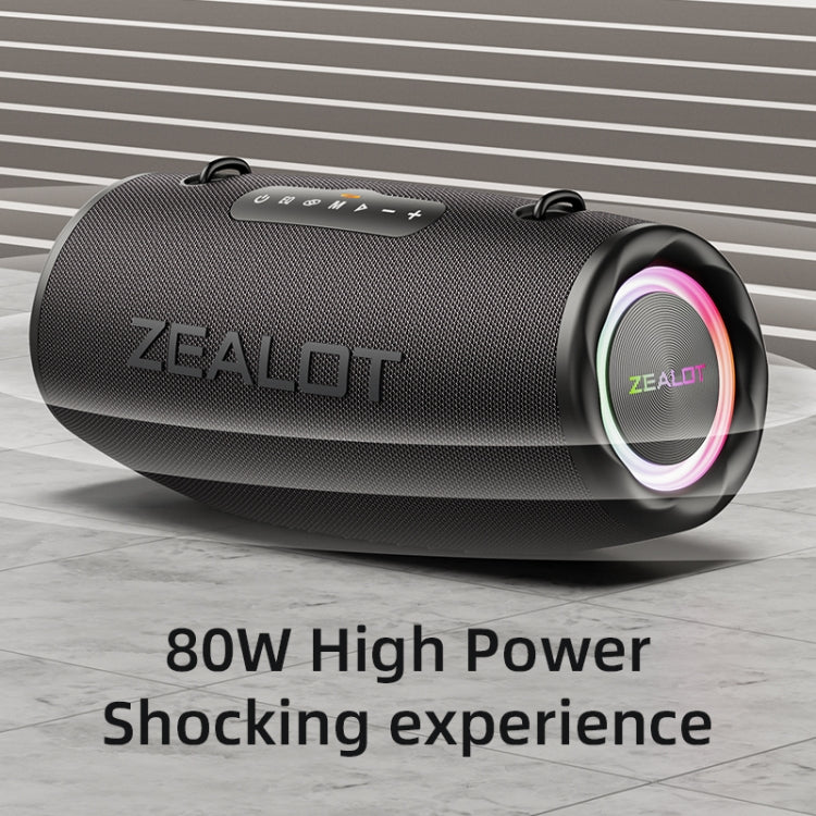 Zealot S87 80W Portable Outdoor Bluetooth Speaker with RGB Light(Grey) - free shipping - PMC Jewellery - Order now!