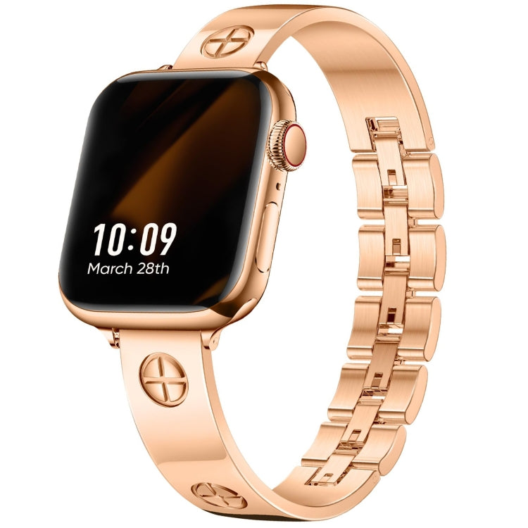 For Apple Watch Series 7 41mm Cross Bracelet Stainless Steel Watch Band(Rose Gold) - free shipping - PMC TechLife - Order now!