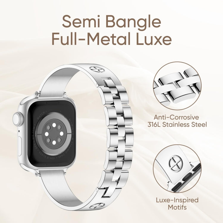 For Apple Watch Series 8 45mm Cross Bracelet Stainless Steel Watch Band(Gold) - free shipping - PMC TechLife - Order now!