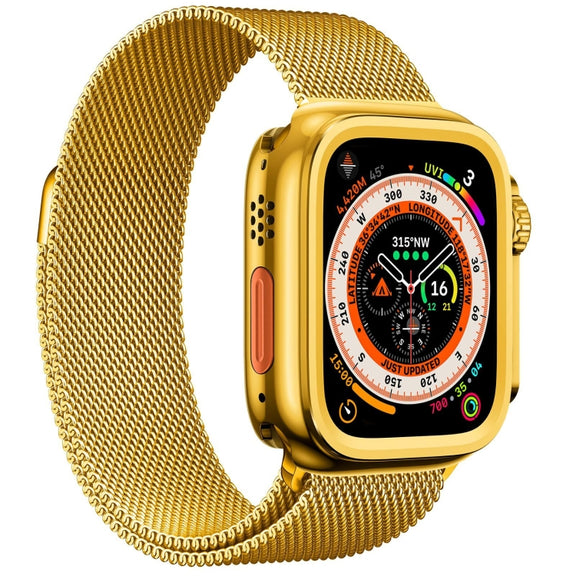 For Apple Watch Series 9 / 8 / 7 45mm Change to Ultra 49mm Alloy Watch Case(Gold)