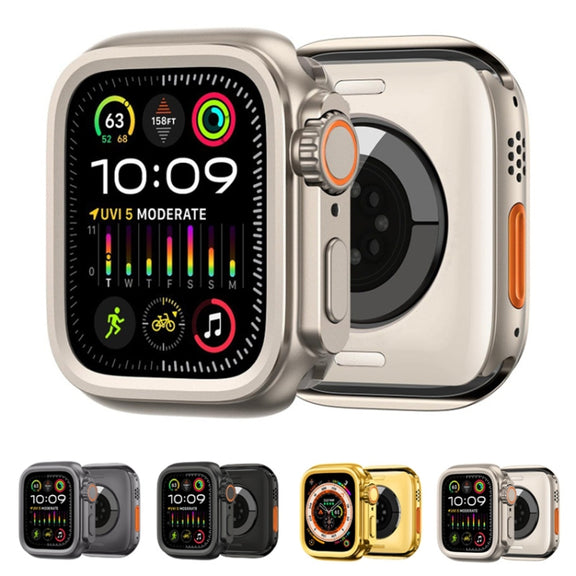 For Apple Watch Series 9 / 8 / 7 45mm Change to Ultra 49mm Alloy Watch Case(Black)