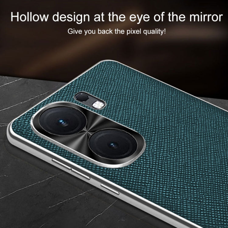 For vivo iQOO Neo9 Pro Silver Edge Cross Texture PU Leather Phone Case(Dark Green) - iQOO Neo9 Pro Cases by PMC TechLife | Online Shopping South Africa | PMC TechLife | Buy Now Pay Later Mobicred