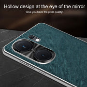 For vivo iQOO Neo9 Pro Silver Edge Cross Texture PU Leather Phone Case(Dark Green)