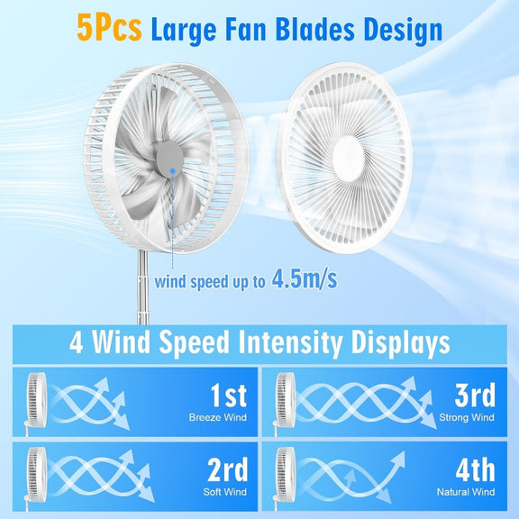 F9 Folding Adjustable Height Desktop Electric Fan(White)