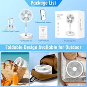 F9 Folding Adjustable Height Desktop Electric Fan(White)