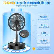F9 Folding Adjustable Height Desktop Electric Fan(Black)