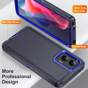 For Motorola Moto G Play 5G 2024 Life Water-resistant Rugged PC + Silicone Phone Case(Dark Blue + Royal Blue)