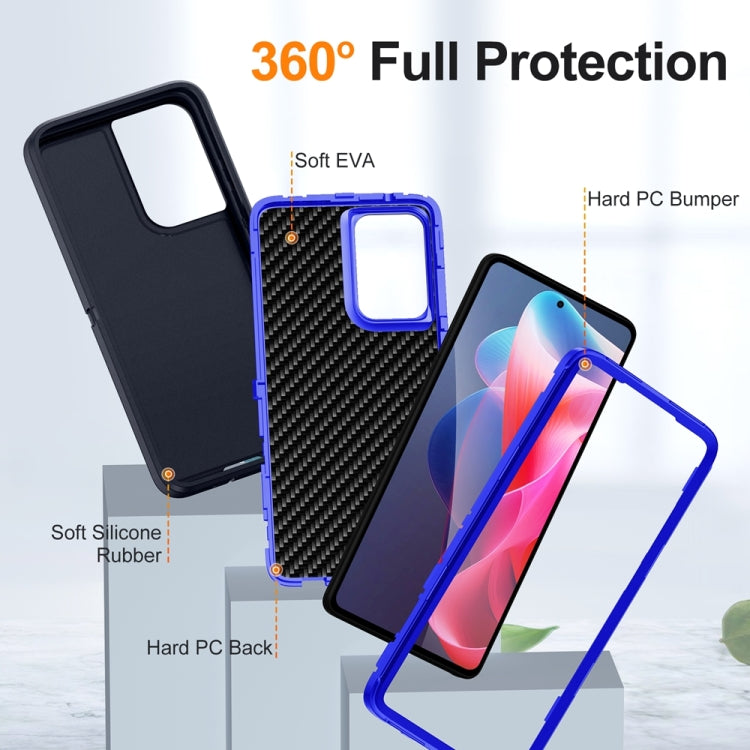 For Motorola Moto G Play 5G 2024 Life Water-resistant Rugged PC + Silicone Phone Case(Dark Blue + Royal Blue)