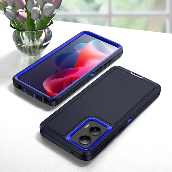 For Motorola Moto G Play 5G 2024 Life Water-resistant Rugged PC + Silicone Phone Case(Dark Blue + Royal Blue)