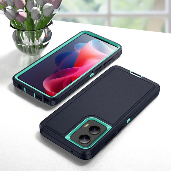 For Motorola Moto G Play 5G 2024 Life Water-resistant Rugged PC + Silicone Phone Case(Dark Blue + Light Blue)