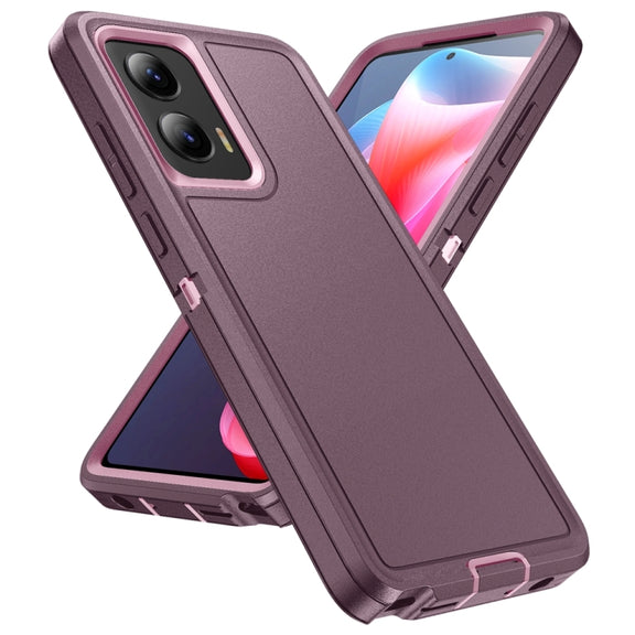 For Motorola Moto G Play 5G 2024 Life Water-resistant Rugged PC + Silicone Phone Case(Purple + Pink)