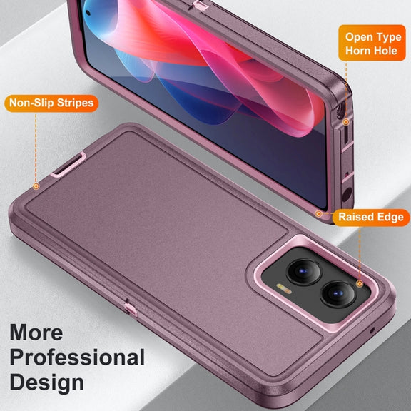 For Motorola Moto G Play 5G 2024 Life Water-resistant Rugged PC + Silicone Phone Case(Purple + Pink)