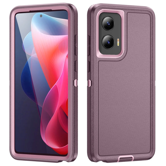 For Motorola Moto G Play 5G 2024 Life Water-resistant Rugged PC + Silicone Phone Case(Purple + Pink)