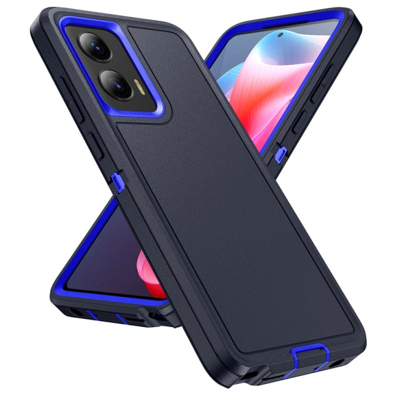 For Motorola Moto G Stylus 5G 2024 Life Water-resistant Rugged PC + Silicone Phone Case(Dark Blue + Royal Blue)