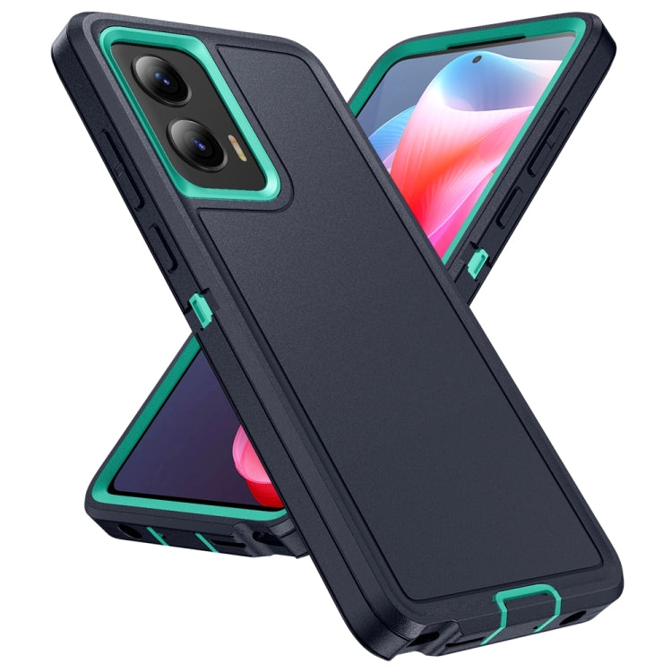 For Motorola Moto G Stylus 5G 2024 Life Water-resistant Rugged PC + Silicone Phone Case(Dark Blue + Light Blue)