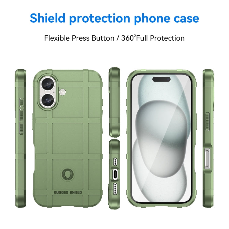 For iPhone 16 Plus Full Coverage Shockproof TPU Phone Case(Green)