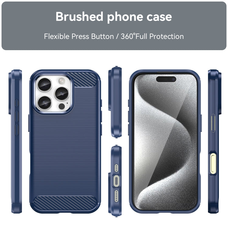 For iPhone 16 Pro Brushed Texture Carbon Fiber TPU Phone Case(Blue) - iPhone 16 Pro Cases by PMC TechLife | Online Shopping South Africa | PMC TechLife | Buy Now Pay Later Mobicred