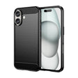 For iPhone 16 Brushed Texture Carbon Fiber TPU Phone Case(Black) - iPhone 16 Cases by PMC TechLife | Online Shopping South Africa | PMC TechLife | Buy Now Pay Later Mobicred