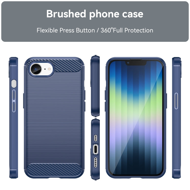 For iPhone SE 2024 Brushed Texture Carbon Fiber TPU Phone Case(Blue) - More iPhone Cases by PMC TechLife | Online Shopping South Africa | PMC TechLife | Buy Now Pay Later Mobicred