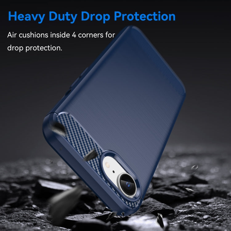 For iPhone SE 2024 Brushed Texture Carbon Fiber TPU Phone Case(Blue) - More iPhone Cases by PMC TechLife | Online Shopping South Africa | PMC TechLife | Buy Now Pay Later Mobicred