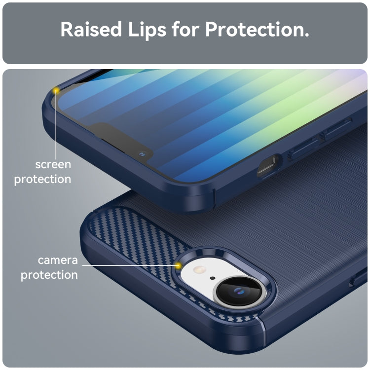 For iPhone SE 2024 Brushed Texture Carbon Fiber TPU Phone Case(Blue) - More iPhone Cases by PMC TechLife | Online Shopping South Africa | PMC TechLife | Buy Now Pay Later Mobicred