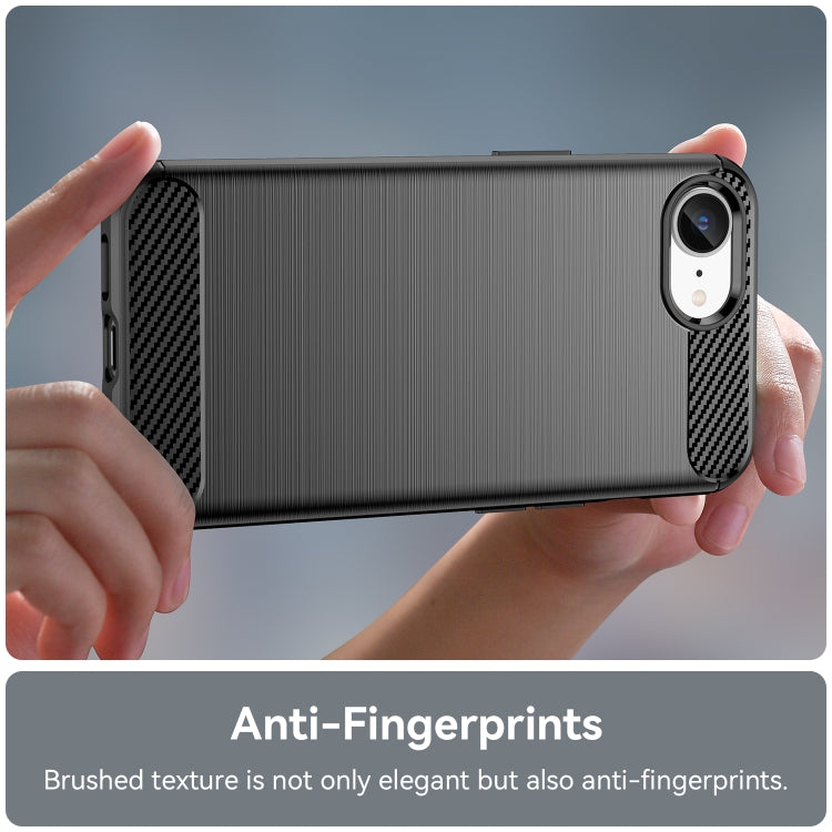 For iPhone SE 2024 Brushed Texture Carbon Fiber TPU Phone Case(Black) - More iPhone Cases by PMC TechLife | Online Shopping South Africa | PMC TechLife | Buy Now Pay Later Mobicred