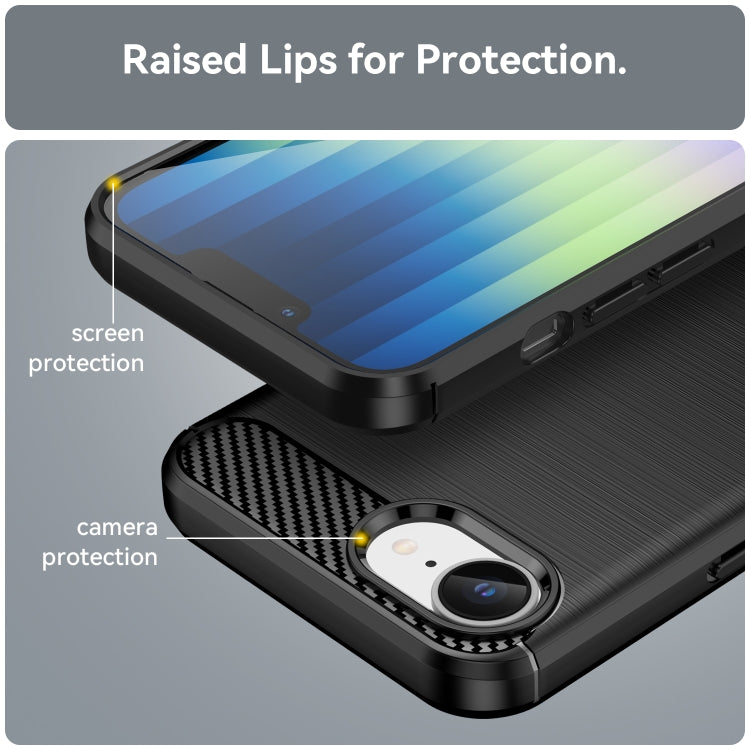 For iPhone SE 2024 Brushed Texture Carbon Fiber TPU Phone Case(Black) - More iPhone Cases by PMC TechLife | Online Shopping South Africa | PMC TechLife | Buy Now Pay Later Mobicred