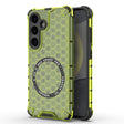 For Samsung Galaxy S25 5G Honeycomb Magnetic Ring Shockproof Phone Case(Green) - Galaxy S25 5G Cases by PMC TechLife | Online Shopping South Africa | PMC TechLife | Buy Now Pay Later Mobicred