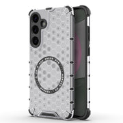 or Samsung Galaxy S25+ 5G Honeycomb Magnetic Ring Shockproof Phone Case(White)
