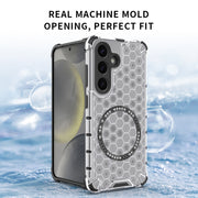 or Samsung Galaxy S25+ 5G Honeycomb Magnetic Ring Shockproof Phone Case(Blue)