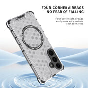 For Samsung Galaxy S25 Ultra 5G Honeycomb Magnetic Ring Shockproof Phone Case(Green)