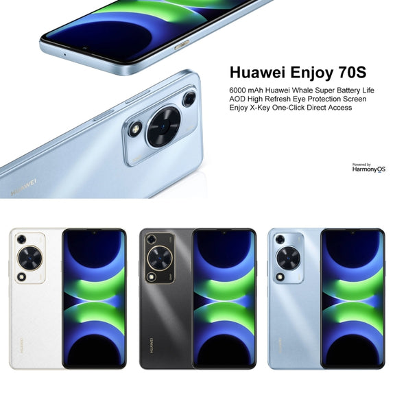 HUAWEI Enjoy 70S, 8GB+256GB, Side Fingerprint Identification, 6.75 inch HarmonyOS 4.2 Octa Core 2.4GHz, Network: 4G, Not Support Google Play(White)