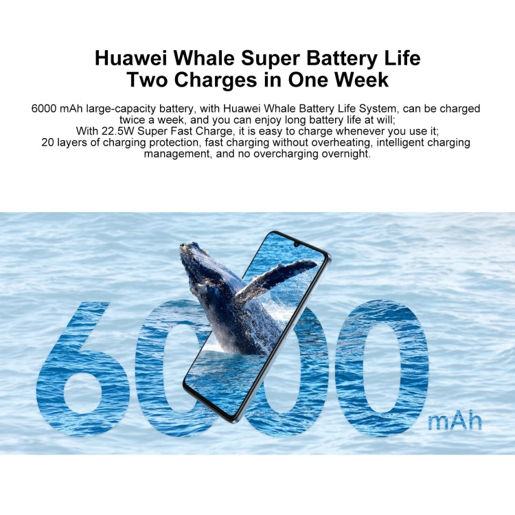 HUAWEI Enjoy 70S, 8GB+128GB, Side Fingerprint Identification, 6.75 inch HarmonyOS 4.2 Octa Core 2.4GHz, Network: 4G, Not Support Google Play(Blue)