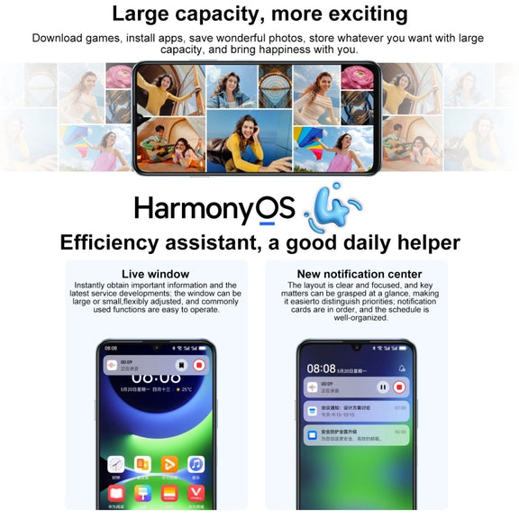 HUAWEI Enjoy 70S, 8GB+128GB, Side Fingerprint Identification, 6.75 inch HarmonyOS 4.2 Octa Core 2.4GHz, Network: 4G, Not Support Google Play(White)