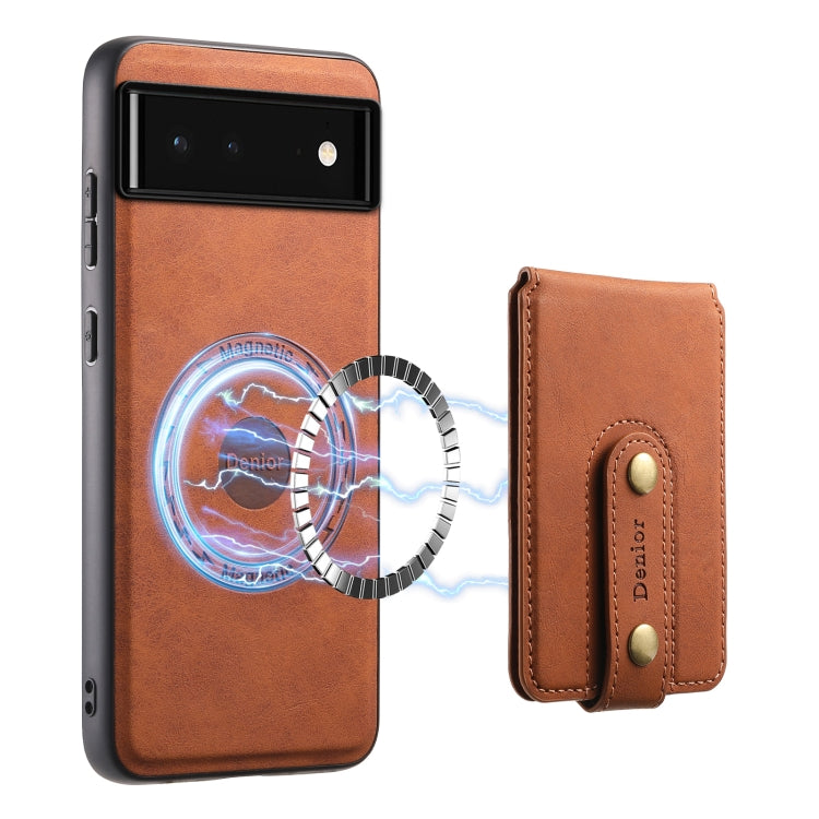 For Google Pixel 6 Denior D14 NK Retro Pattern MagSafe Magnetic Card Holder Leather Phone Case(Brown) - Google Cases by Denior | Online Shopping South Africa | PMC TechLife | Buy Now Pay Later Mobicred