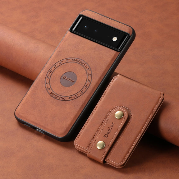 For Google Pixel 6 Denior D14 NK Retro Pattern MagSafe Magnetic Card Holder Leather Phone Case(Brown)
