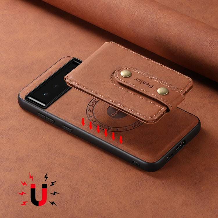 For Google Pixel 6 Denior D14 NK Retro Pattern MagSafe Magnetic Card Holder Leather Phone Case(Brown) - Google Cases by Denior | Online Shopping South Africa | PMC TechLife | Buy Now Pay Later Mobicred
