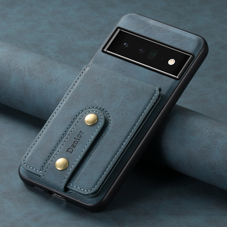 For Google Pixel 6 Pro Denior D14 NK Retro Pattern MagSafe Magnetic Card Holder Leather Phone Case(Blue) - Google Cases by Denior | Online Shopping South Africa | PMC TechLife | Buy Now Pay Later Mobicred
