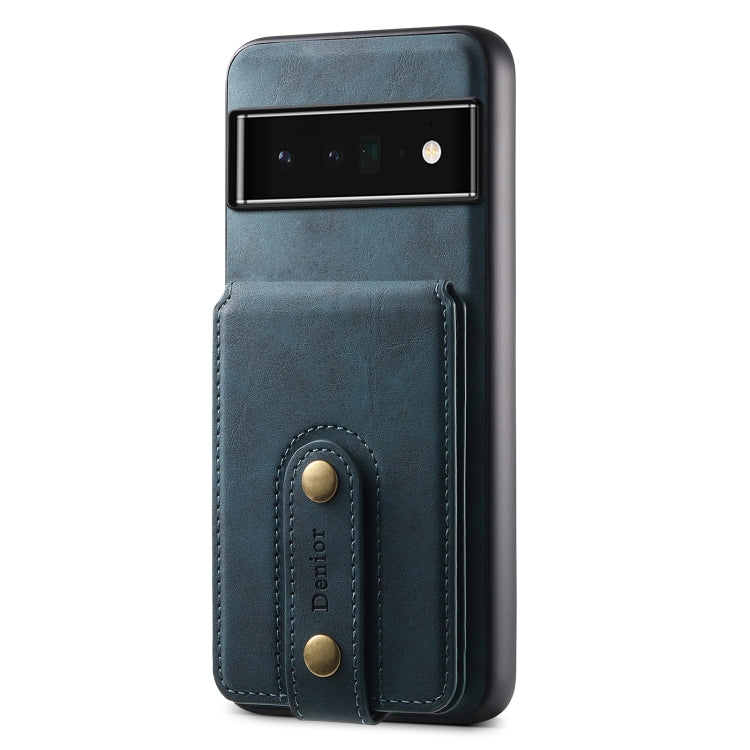 For Google Pixel 6 Pro Denior D14 NK Retro Pattern MagSafe Magnetic Card Holder Leather Phone Case(Blue) - Google Cases by Denior | Online Shopping South Africa | PMC TechLife | Buy Now Pay Later Mobicred