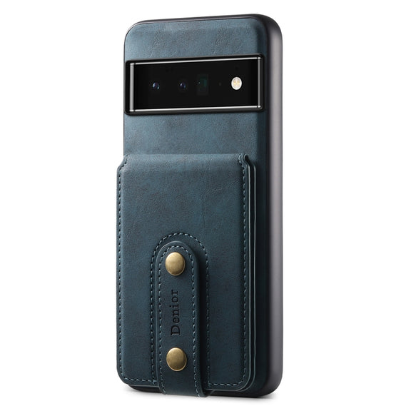 For Google Pixel 6 Pro Denior D14 NK Retro Pattern MagSafe Magnetic Card Holder Leather Phone Case(Blue)