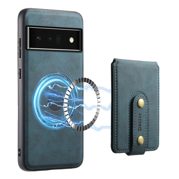 For Google Pixel 6 Pro Denior D14 NK Retro Pattern MagSafe Magnetic Card Holder Leather Phone Case(Blue) - Google Cases by Denior | Online Shopping South Africa | PMC TechLife | Buy Now Pay Later Mobicred