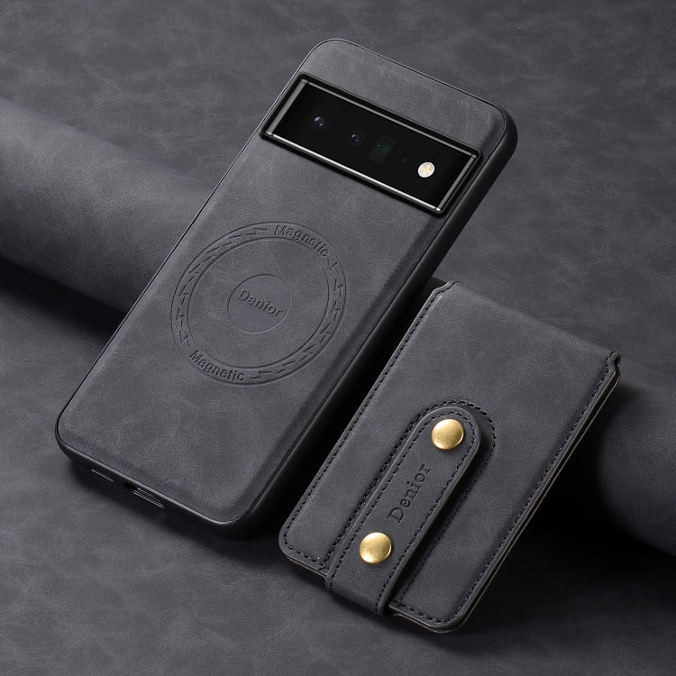 For Google Pixel 6 Pro Denior D14 NK Retro Pattern MagSafe Magnetic Card Holder Leather Phone Case(Black)