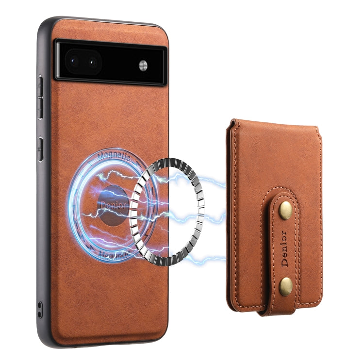 For Google Pixel 6a Denior D14 NK Retro Pattern MagSafe Magnetic Card Holder Leather Phone Case(Brown) - Google Cases by Denior | Online Shopping South Africa | PMC TechLife | Buy Now Pay Later Mobicred