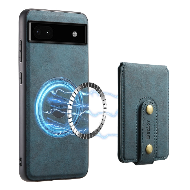For Google Pixel 6a Denior D14 NK Retro Pattern MagSafe Magnetic Card Holder Leather Phone Case(Blue) - Google Cases by Denior | Online Shopping South Africa | PMC TechLife | Buy Now Pay Later Mobicred