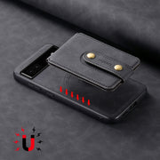 For Google Pixel 6a Denior D14 NK Retro Pattern MagSafe Magnetic Card Holder Leather Phone Case(Black)