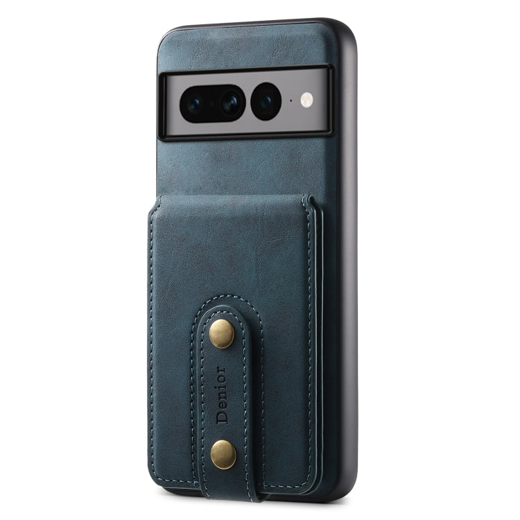 For Google Pixel 7 Pro 5G Denior D14 NK Retro Pattern MagSafe Magnetic Card Holder Leather Phone Case(Blue) - Google Cases by Denior | Online Shopping South Africa | PMC TechLife | Buy Now Pay Later Mobicred