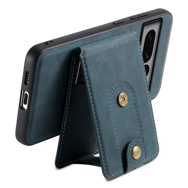 For Google Pixel 7 Pro 5G Denior D14 NK Retro Pattern MagSafe Magnetic Card Holder Leather Phone Case(Blue) - Google Cases by Denior | Online Shopping South Africa | PMC TechLife | Buy Now Pay Later Mobicred