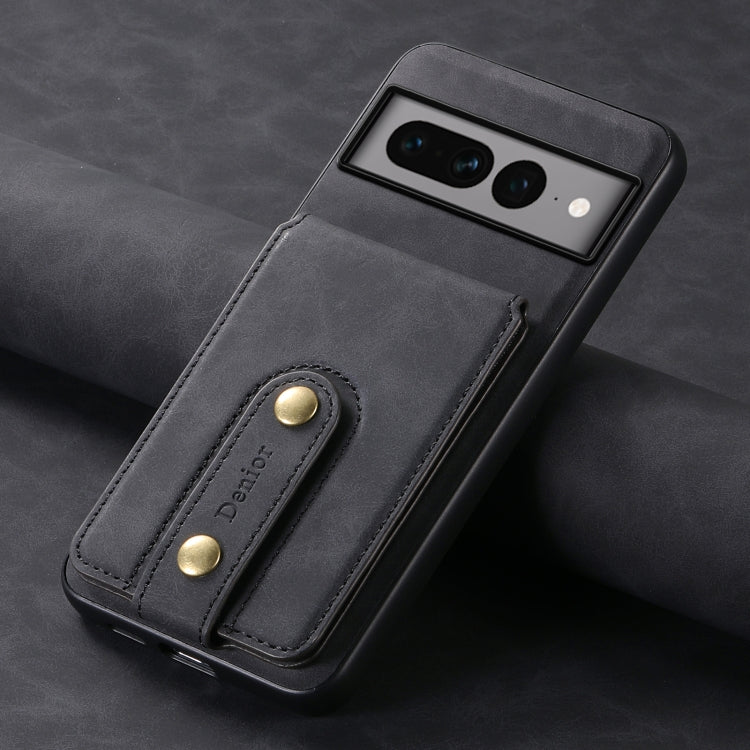 For Google Pixel 7 Pro 5G Denior D14 NK Retro Pattern MagSafe Magnetic Card Holder Leather Phone Case(Black) - Google Cases by Denior | Online Shopping South Africa | PMC TechLife | Buy Now Pay Later Mobicred
