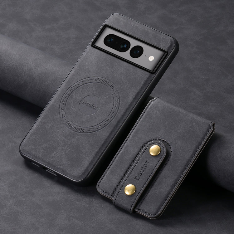 For Google Pixel 7 Pro 5G Denior D14 NK Retro Pattern MagSafe Magnetic Card Holder Leather Phone Case(Black) - Google Cases by Denior | Online Shopping South Africa | PMC TechLife | Buy Now Pay Later Mobicred